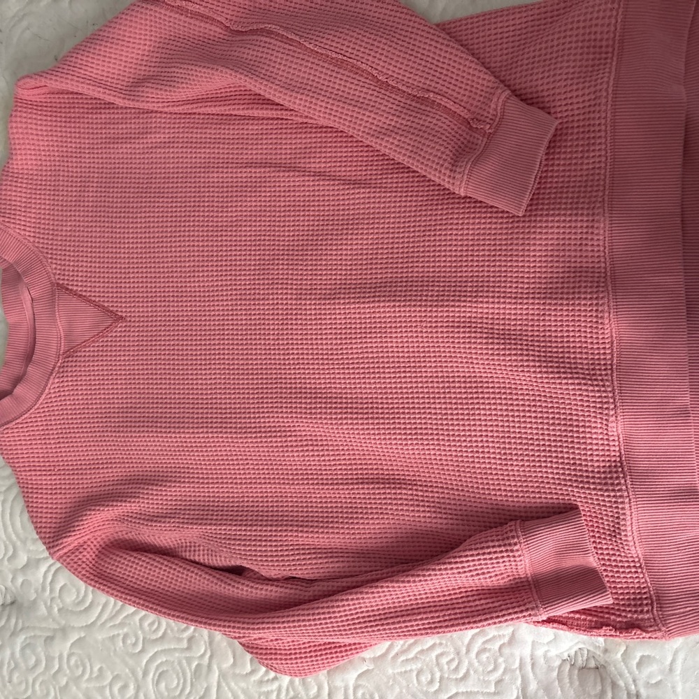 Aerie Pink Textured Long Sleeve Top